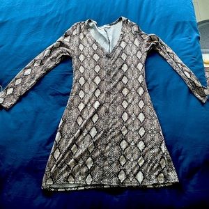 Animal Print Long-Sleeved Mini Dress